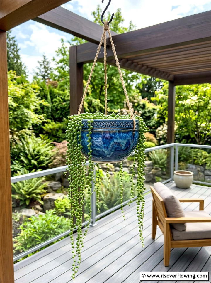 Ceramic Hanging Bowl - 25 garden ideas with hanging planters