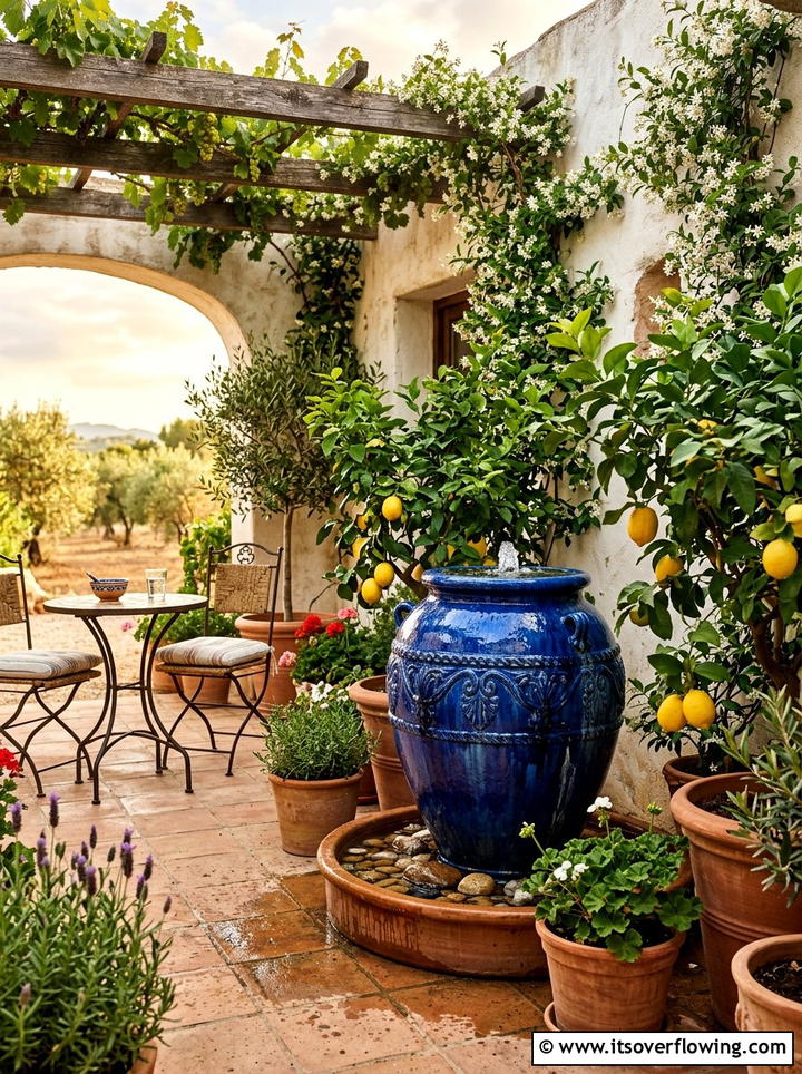 Ceramic Pot Fountain - 25 backyard decorating ideas with mini fountains