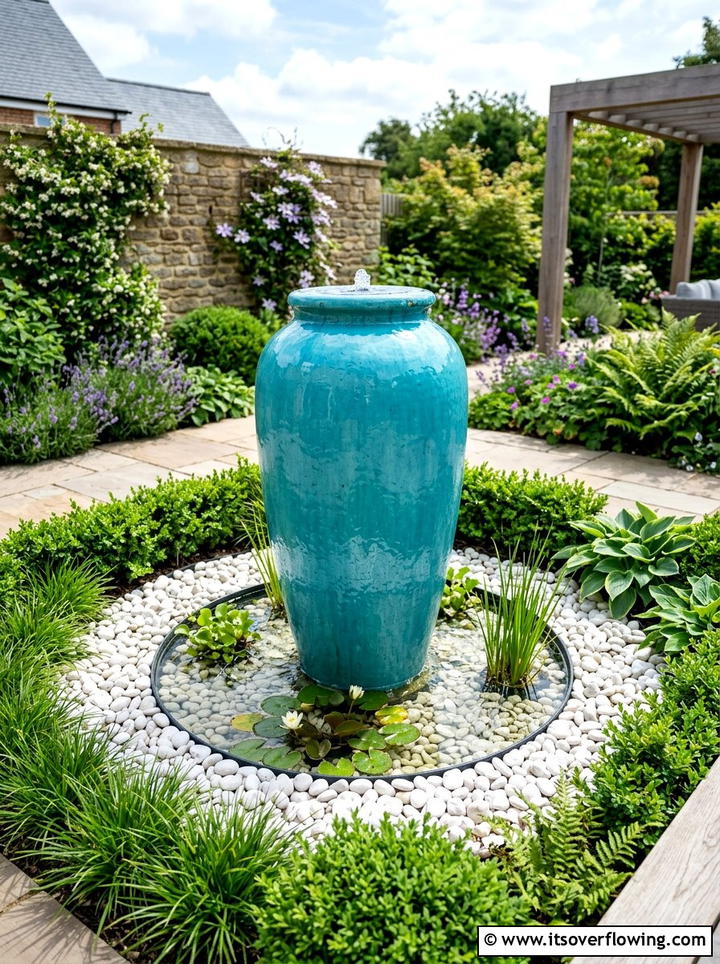 Ceramic Pot Water Feature - 25 creative garden ideas with mini ponds