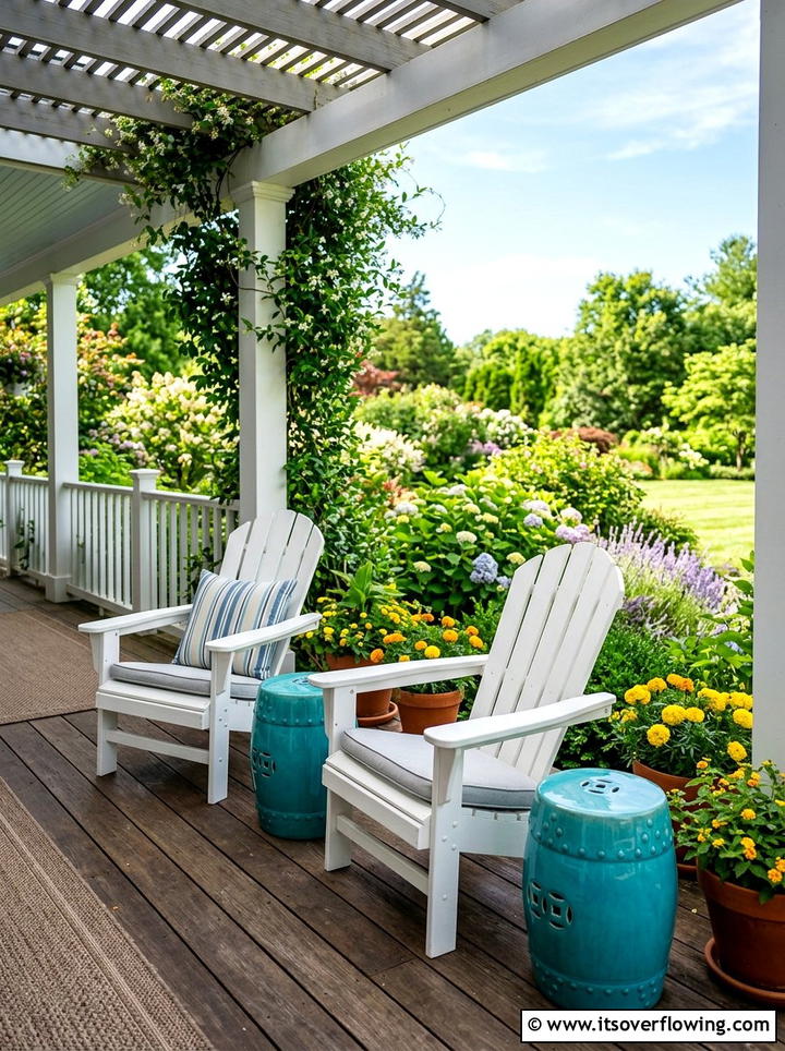 Ceramic Side Tables - 25 front porch ideas for deep porch