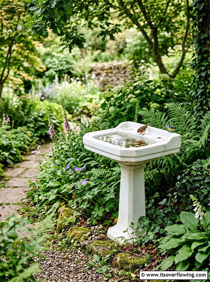 Ceramic Sink Bird Baths - 25 recycled garden ideas with eco friendly decor
