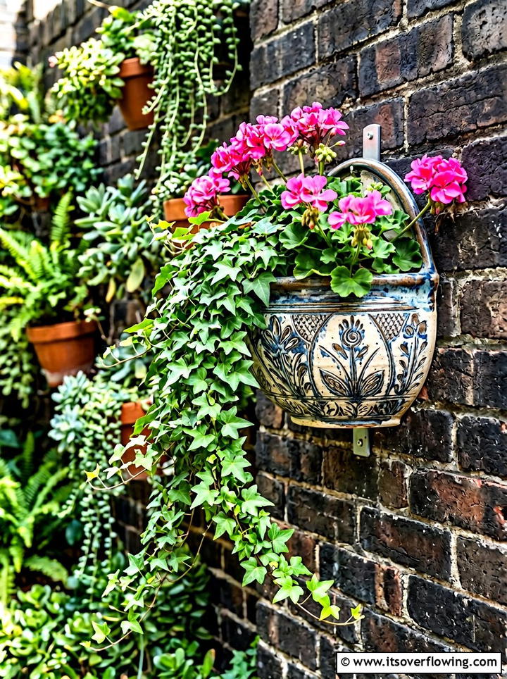 Ceramic Wall Hanging Planter - 25 garden decor ideas with ceramic planters