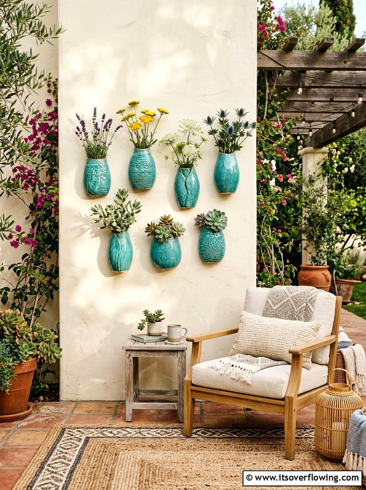 Ceramic Wall Vase - 25 creative garden ideas with wall mounted planters