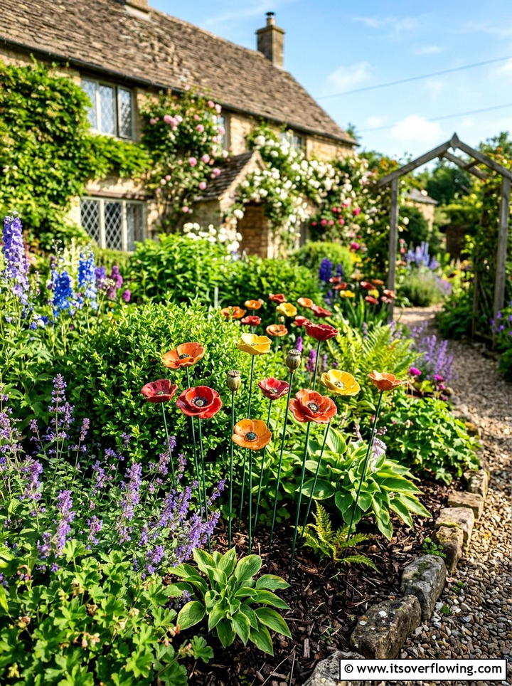 Ceramic flower stake - 25 garden ideas with decorative stakes