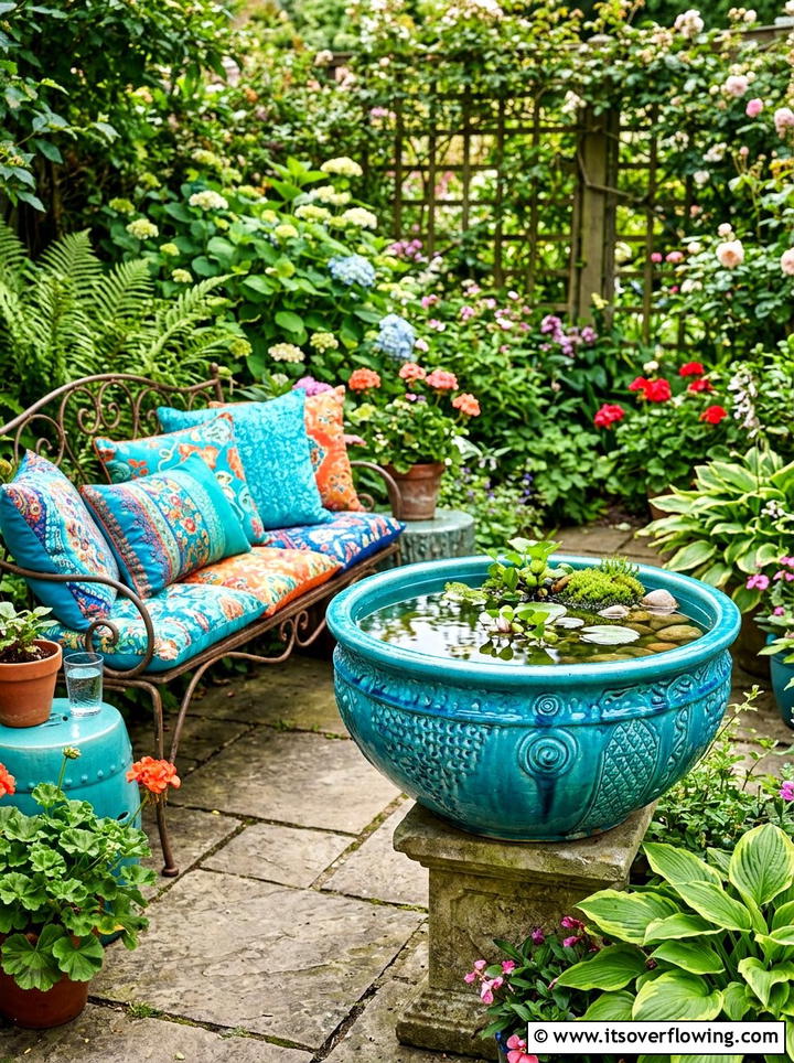 Ceramic garden water bowl - 25 backyard decorating ideas with water bowls