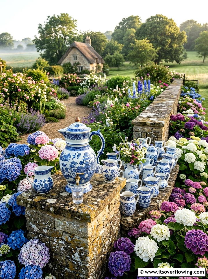 Ceramic pitcher water dispenser - 25 recycled garden ideas with rainwater collection