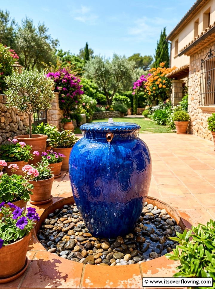 Ceramic pot fountain - 25 garden design ideas with water features