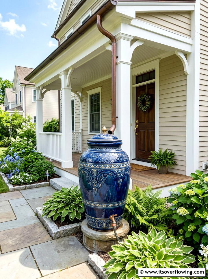 Ceramic rain barrel - 25 garden ideas with rain barrels