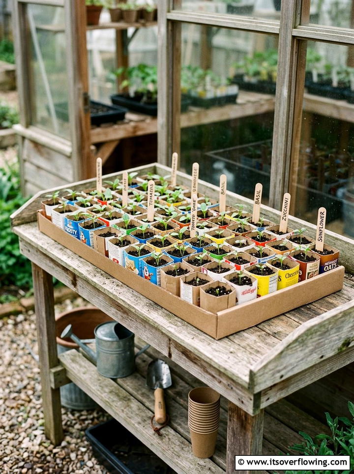 Cereal Box Seed Starter - 25 recycled garden ideas with composting
