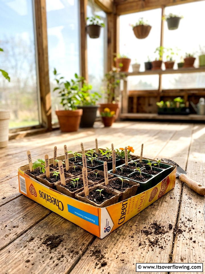 Cereal Box Seed Tray - 25 recycled garden ideas with seed starting trays