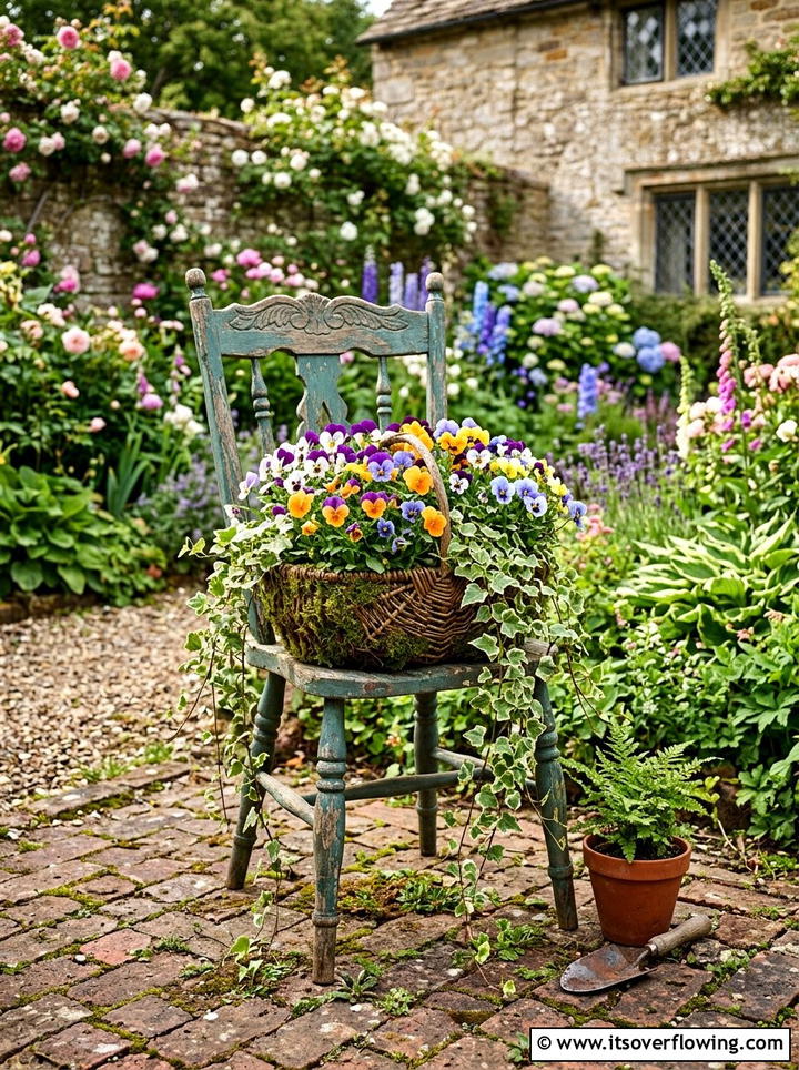 Chair Planter - 25 upcycled garden ideas for tiny yards