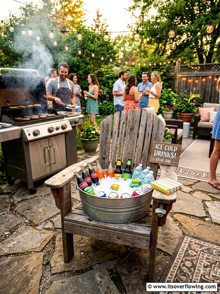 Chair beverage cooler - 25 upcycled garden ideas with old chairs