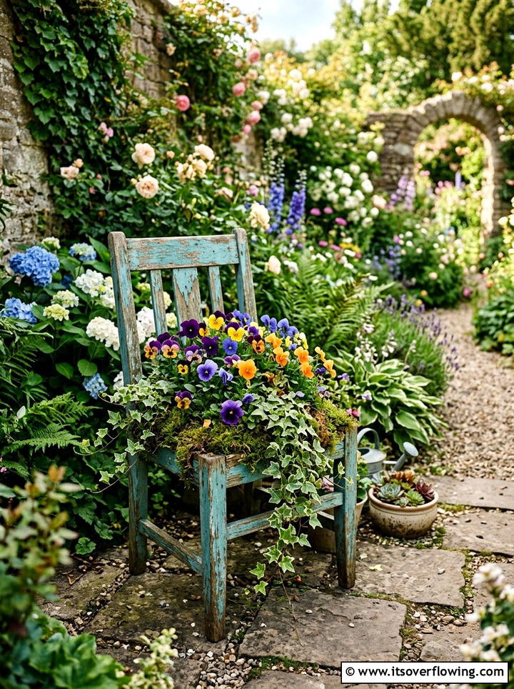Chair planter - 25 upcycled garden ideas with boho style