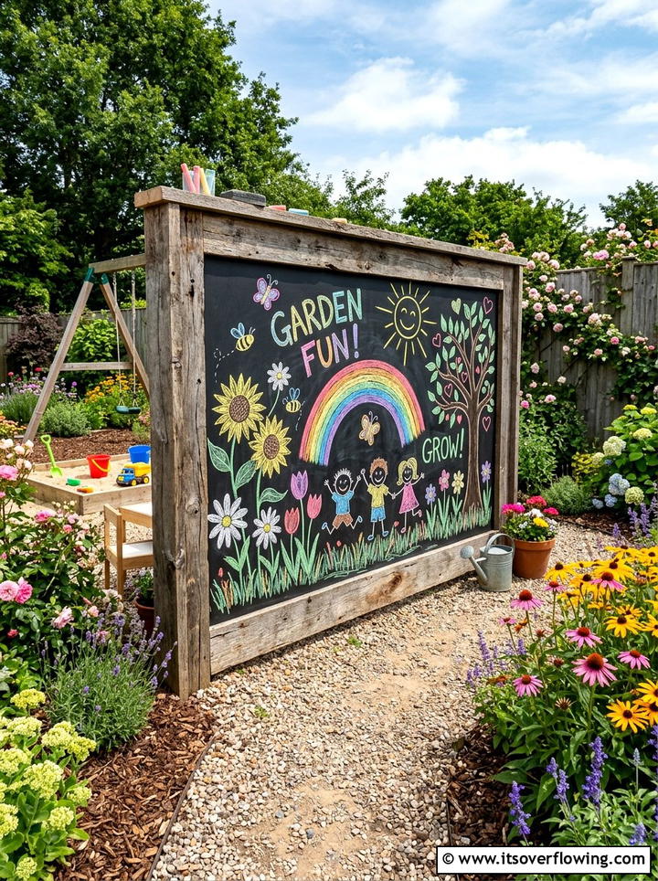 Chalkboard Garden Divider - 25 upcycled garden ideas with privacy screens