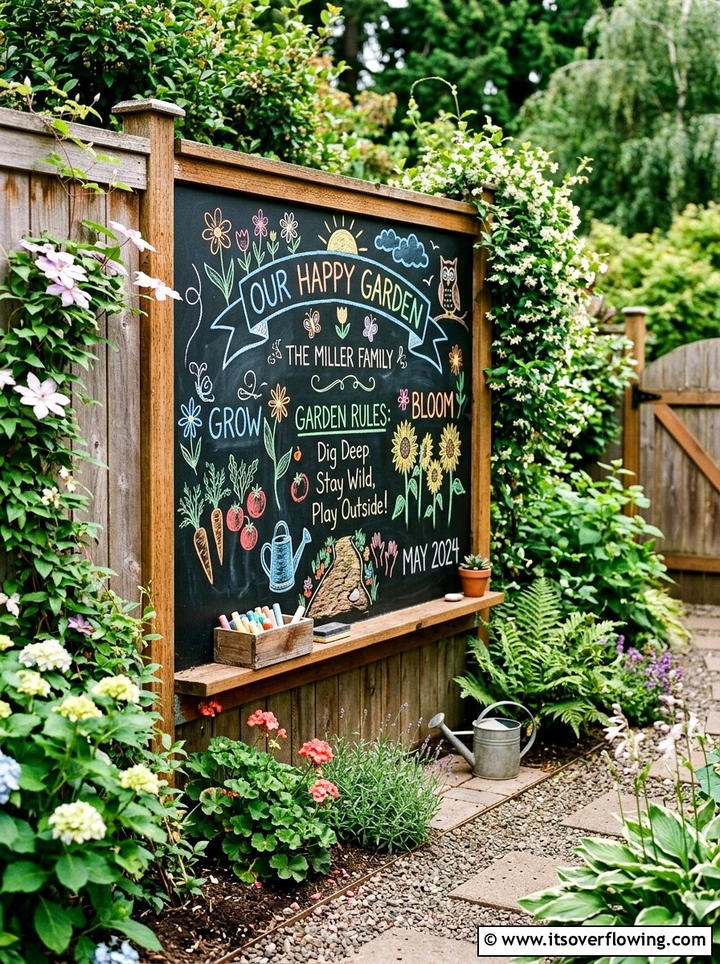 Chalkboard Garden Wall - 25 garden decor ideas for backyards