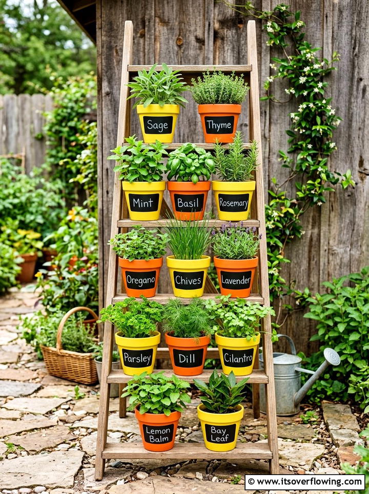 Chalkboard Label Pots - 25 creative garden ideas with colorful pots