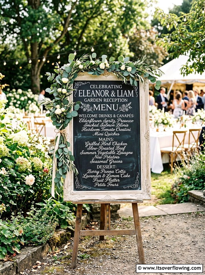 Chalkboard Menu - 25 garden decor ideas for weddings