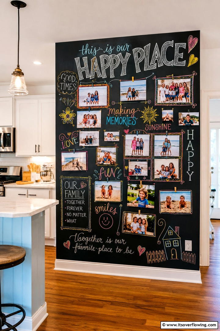 Chalkboard Photo Collage - 30 Photo Display Ideas to Showcase Your Favorite Memories