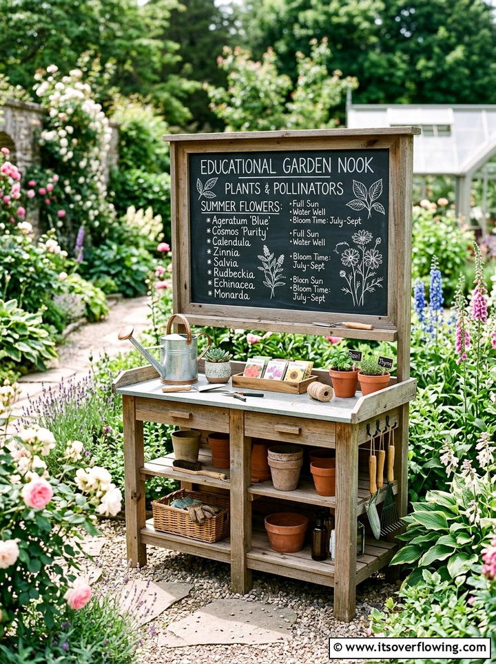 Chalkboard Potting Bench - 25 upcycled garden ideas with potting benches