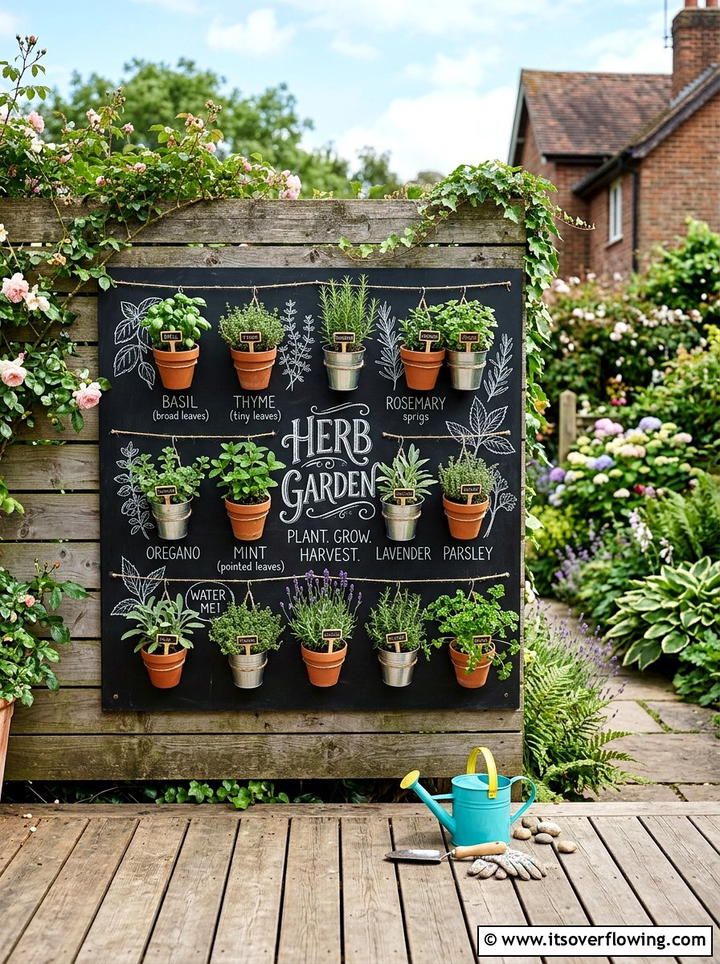 Chalkboard Wall Garden - 25 cheap garden ideas for small spaces