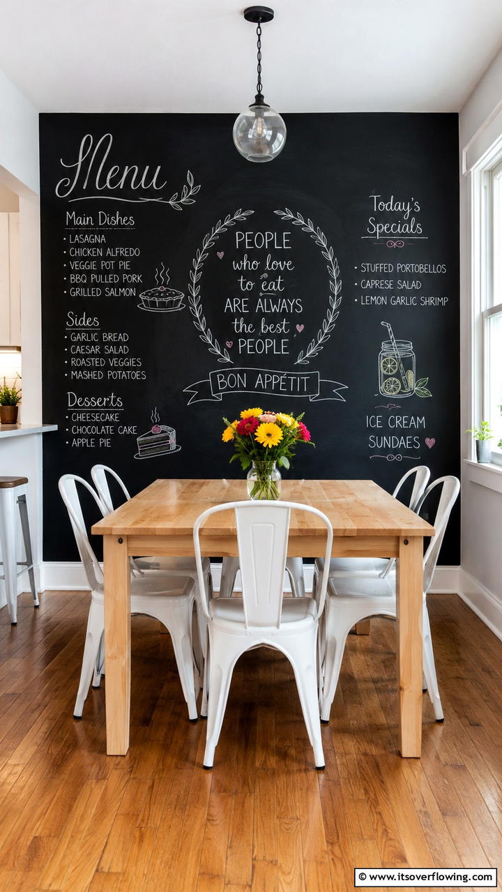 Chalkboard Wall for Creative Expression - 20 Casual Dining Room Ideas for Everyday Comfort