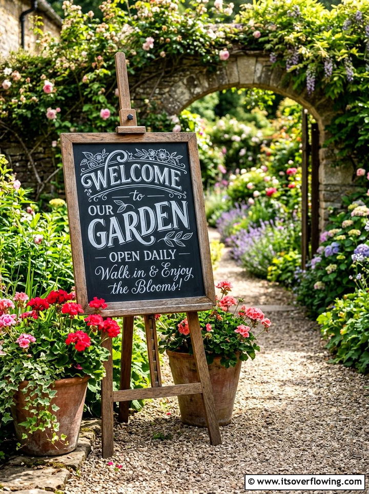 Chalkboard Welcome Sign - 25 garden decor ideas for birthdays