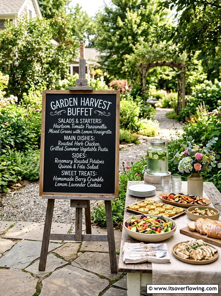 Chalkboard menu sign - 25 garden decor ideas for outdoor parties