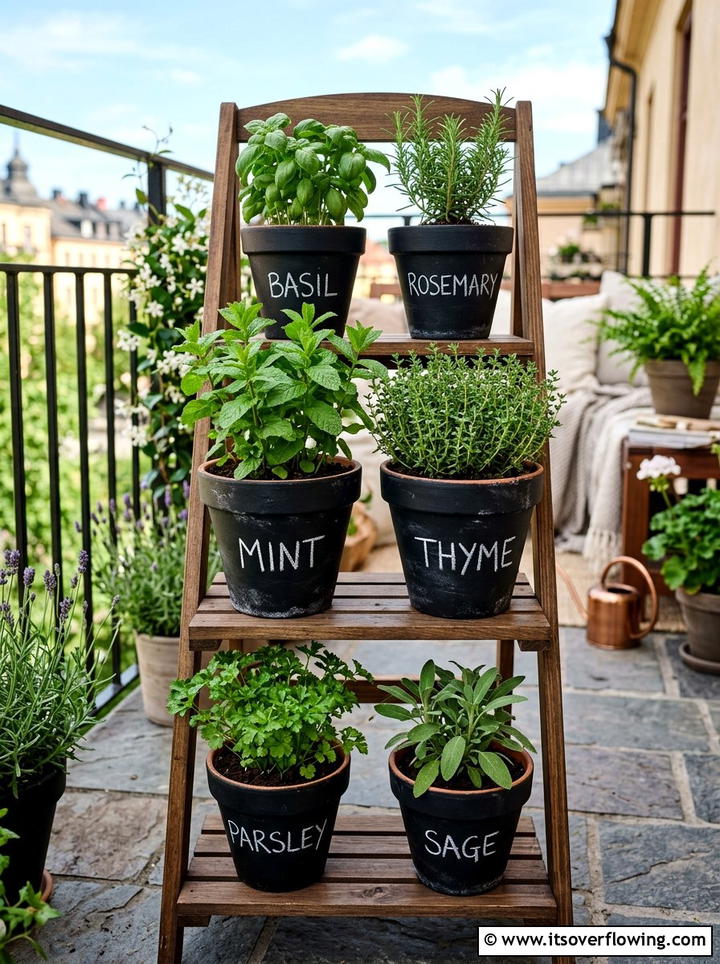 Chalkboard painted pots - 25 recycled garden ideas with plant labels