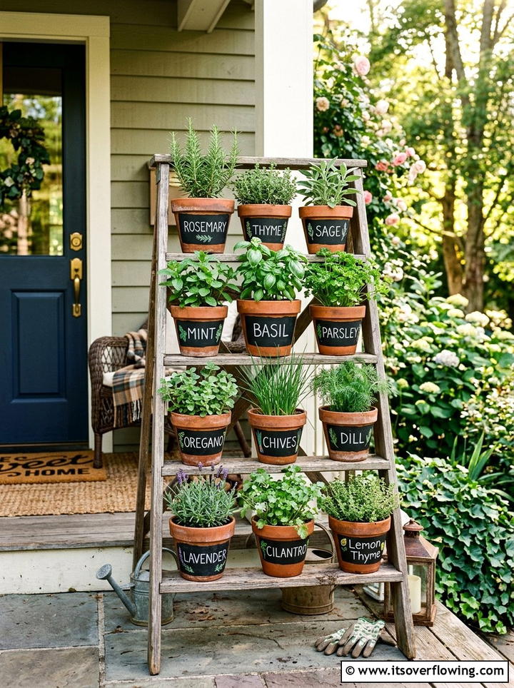 Chalkboard terracotta pots - 25 front porch ideas with terracotta pots