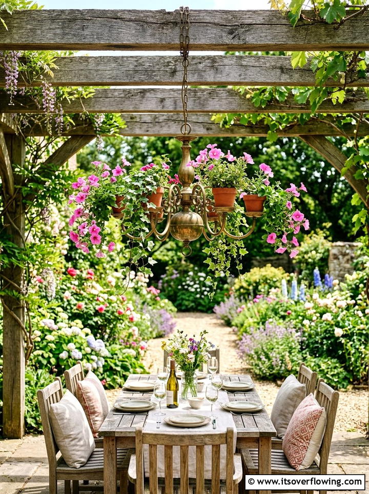 Chandelier Plant Holder - 25 reusing old things ideas for flower garden