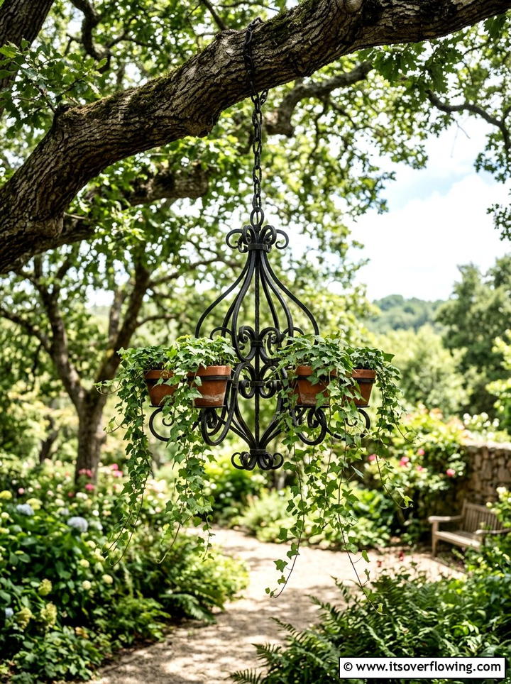 Chandelier Planter - 25 upcycled garden ideas with rustic style