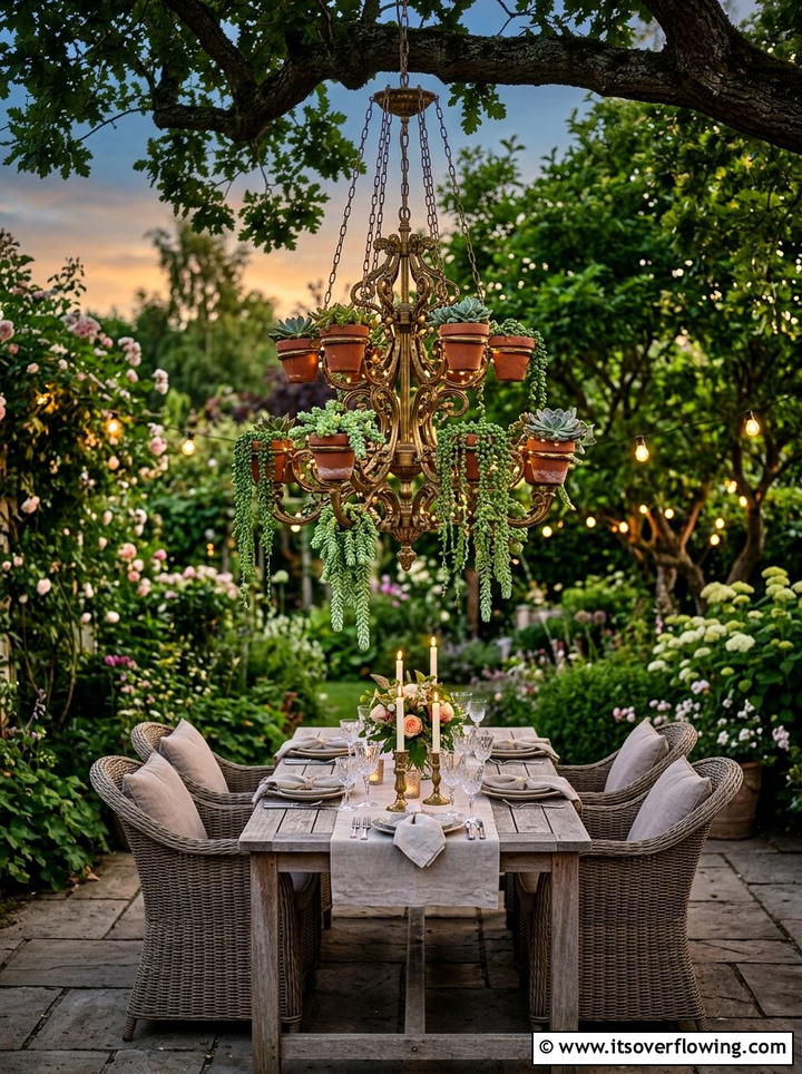 Chandelier Planter - 25 reusing old things ideas for small garden