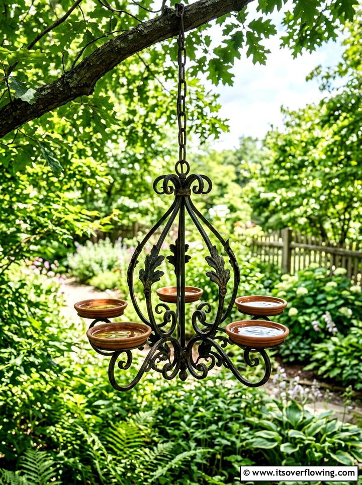 Chandelier bird bath - 25 reusing old things ideas for bird baths