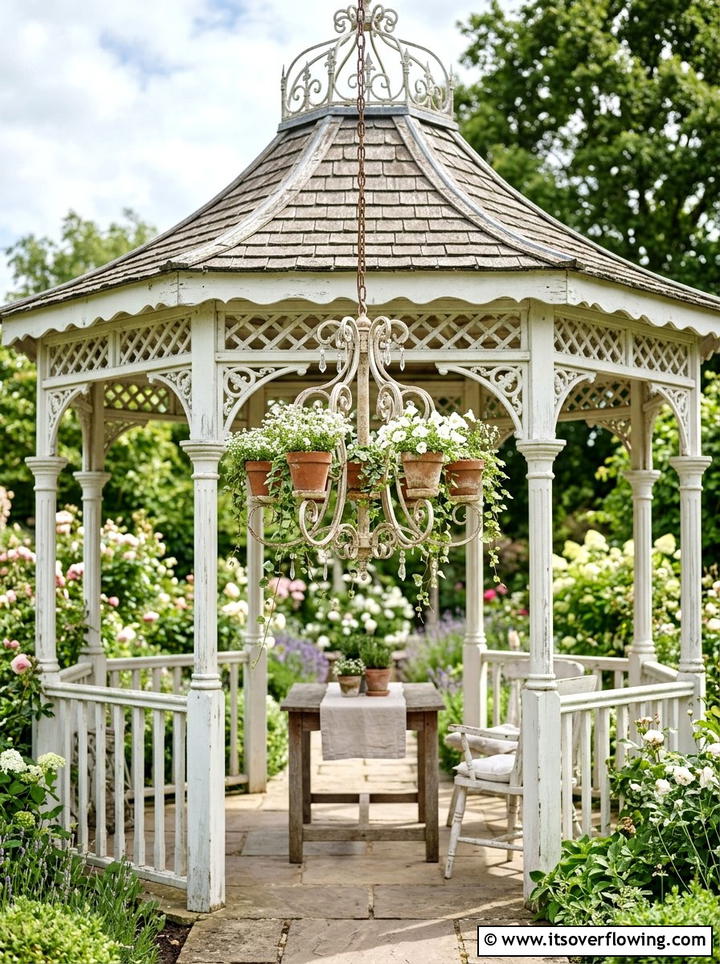 Chandelier hanging planter - 25 upcycled garden ideas with hanging planters