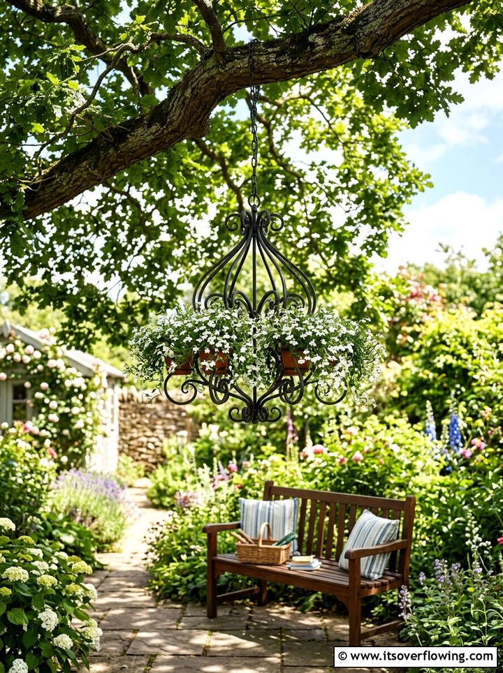 Chandelier hanging planter - 25 upcycled garden ideas for sunny spaces