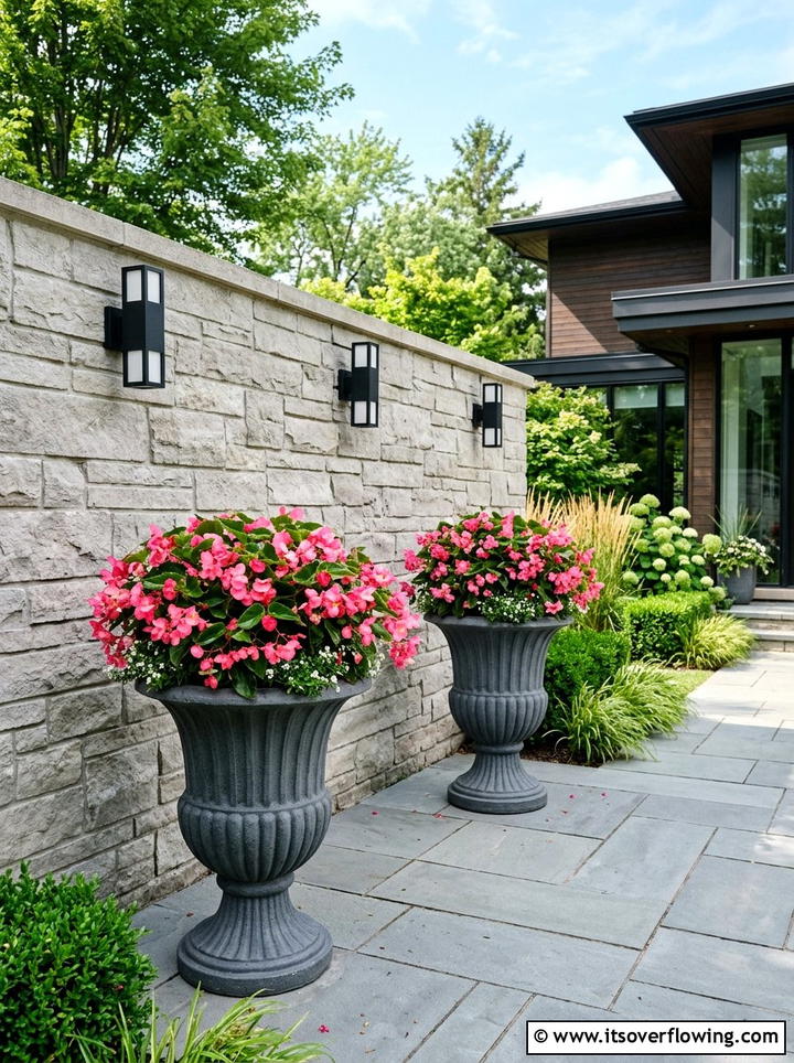 Charcoal Grey Pedestal Planters - 25 front porch decor ideas with pedestal planters