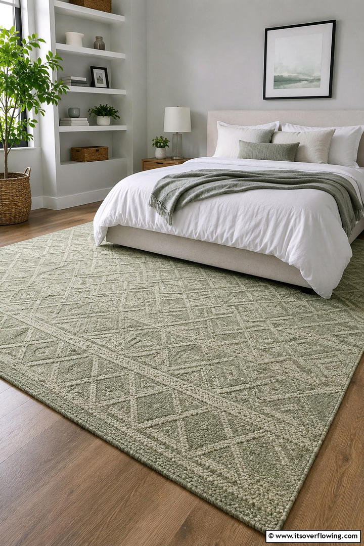 Charming Sage Green Area Rug - 30 Sage Green Bedroom Ideas for Serene Modern Spaces