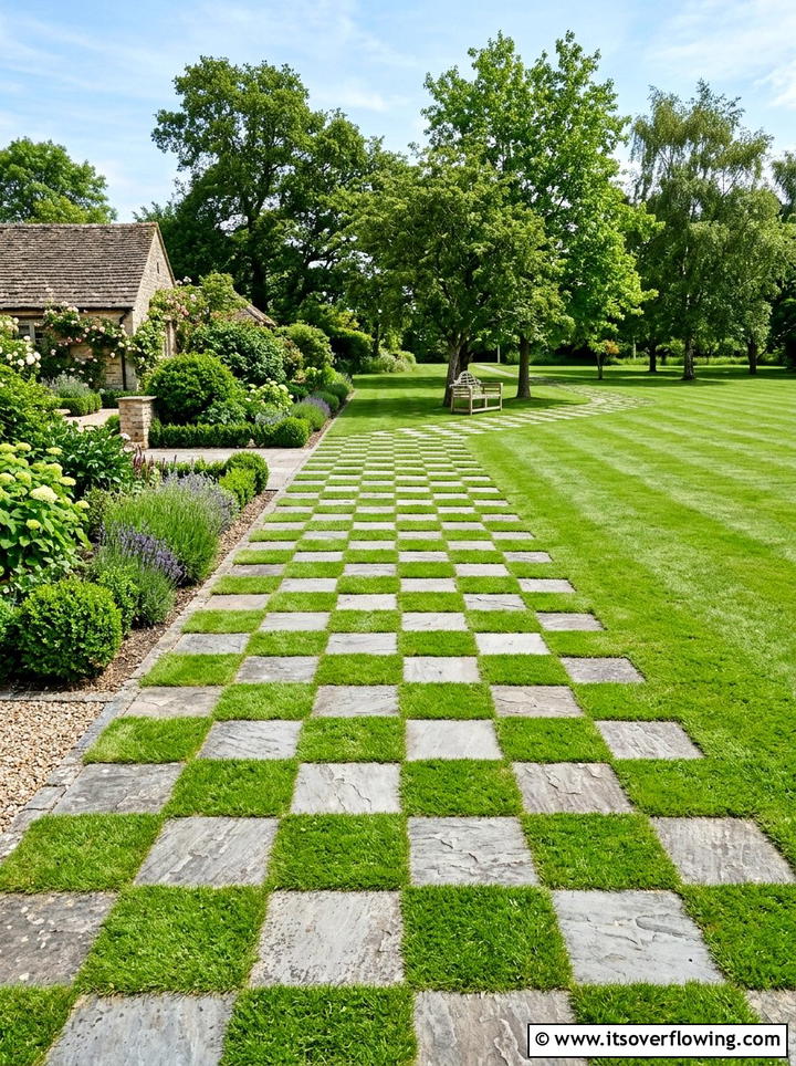 Checkerboard Garden Pavers - 25 garden ideas with stepping stones