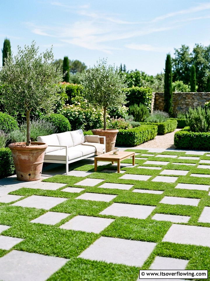 Checkerboard Grass Paver - 25 garden ideas with pavers