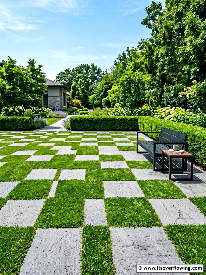 Checkerboard Patio - 25 backyard decorating ideas with patio decor