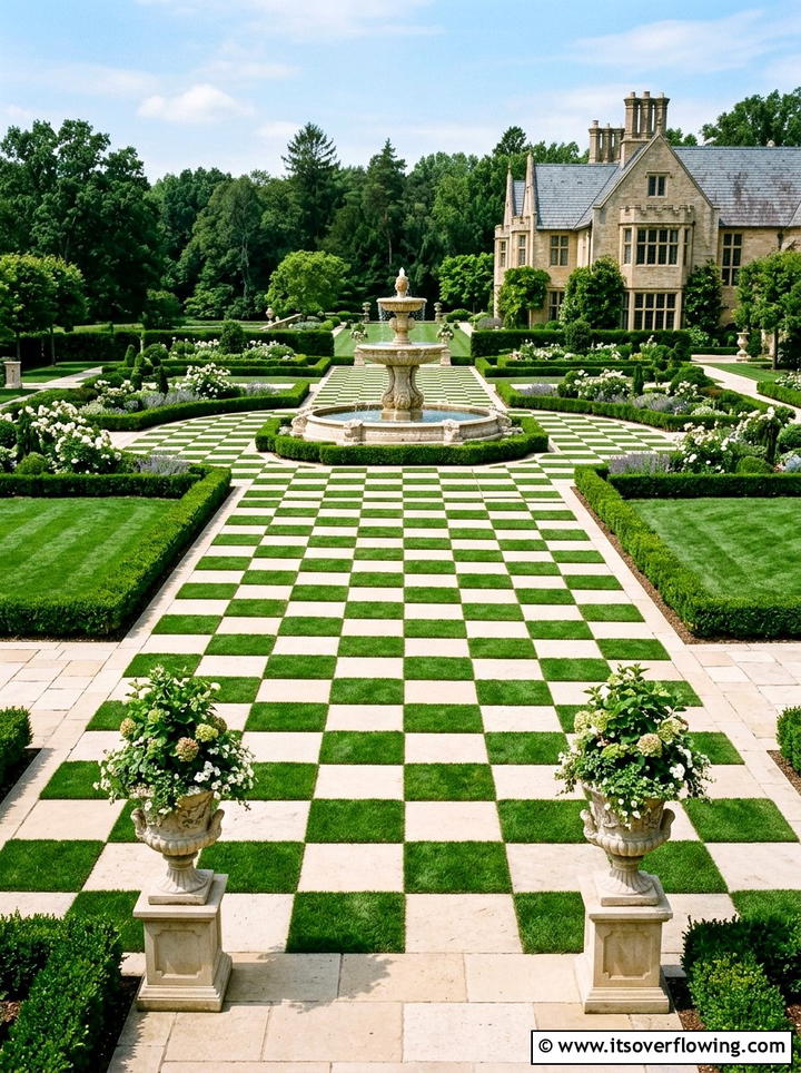 Checkerboard Stone Pattern - 25 backyard ideas with stepping stones