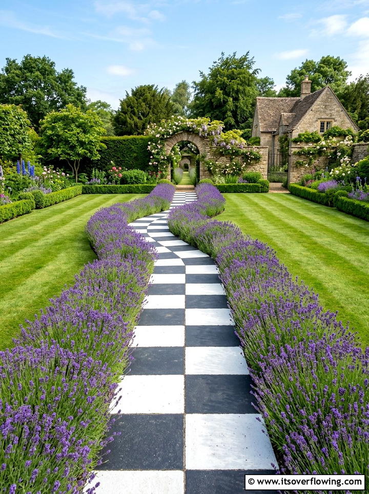 Checkerboard garden stones - 25 creative garden ideas with painted stepping stones