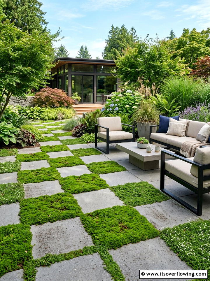 Checkerboard paver plant layout - 25 creative garden ideas with geometric beds