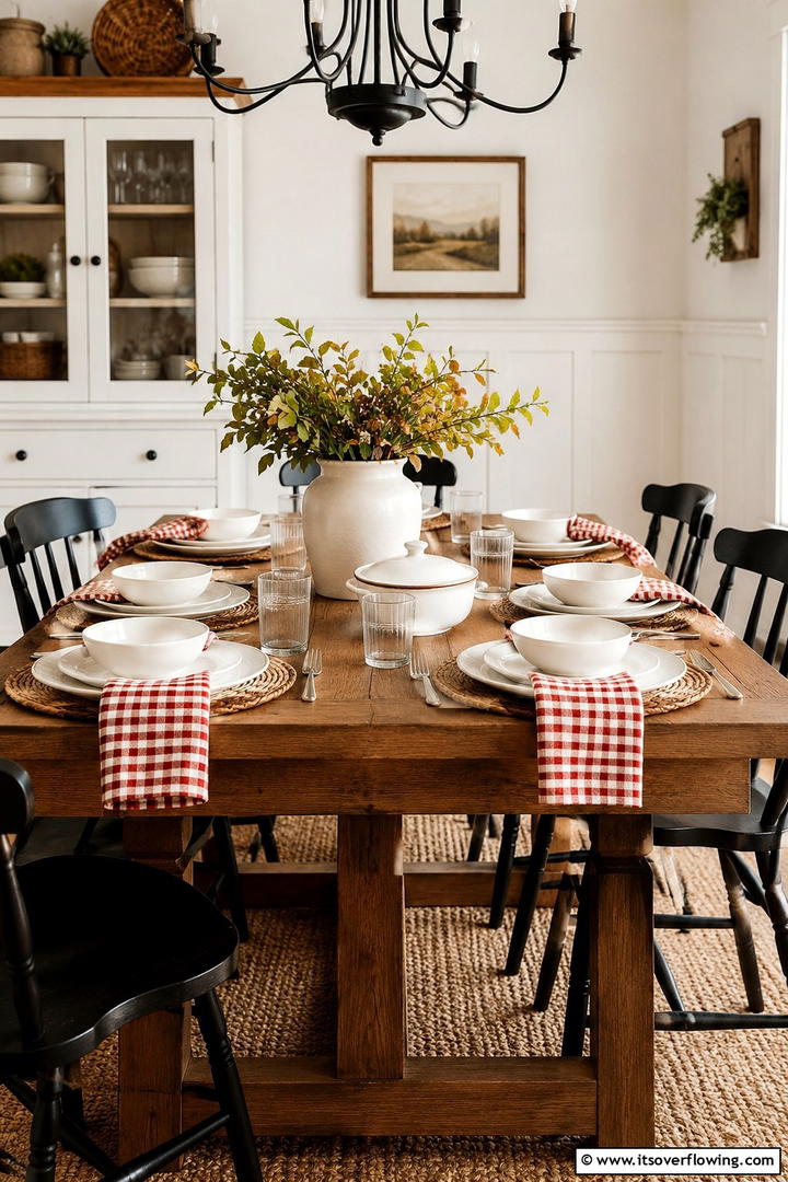 Checkered Napkin Styling - 50 Fall Table Decor Ideas Roundup- Seasonal Styling