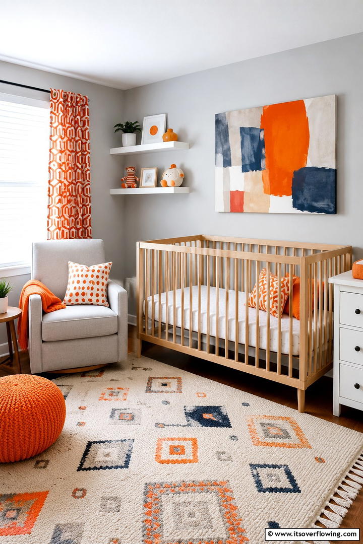 Cheerful Tangerine - 30 Soothing Nursery Color Ideas for a Calming Atmosphere