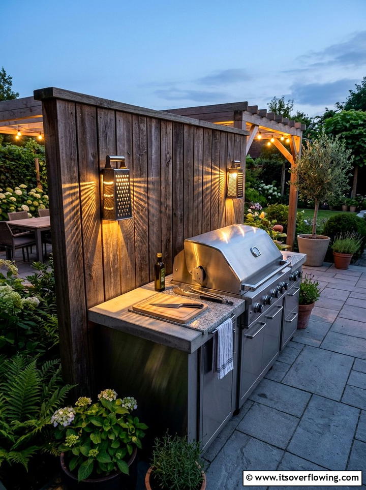 Cheese grater wall lights - 25 reusing old things ideas for outdoor lighting