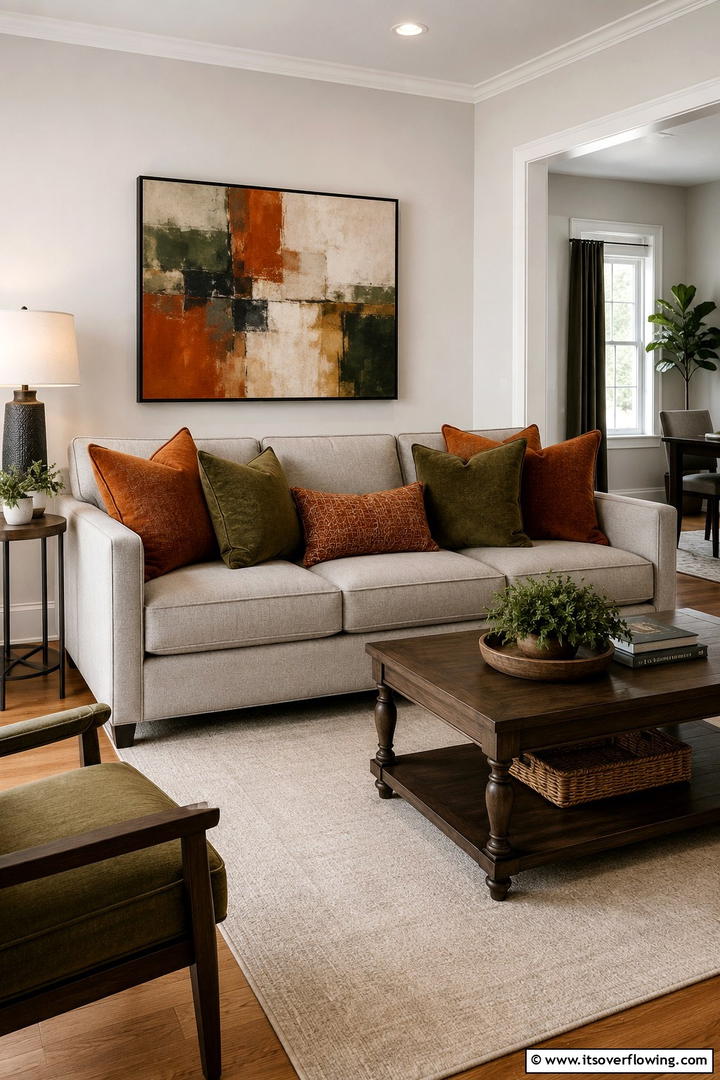 Chenille Throw Pillows - 50 Living Room Fall Decor Ideas for Cozy Autumn Updates