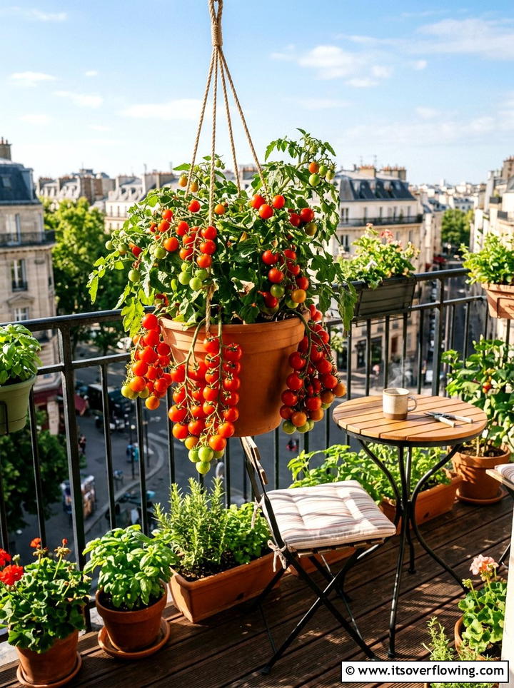 Cherry Tomato Hanging Pot - 25 garden ideas with hanging baskets