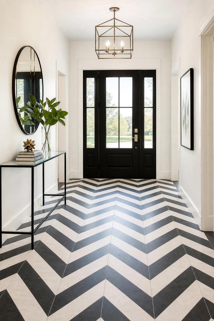 Chevron Patterns for Dynamic Energy - 20 Stylish Small Entryway Tile Floor Ideas