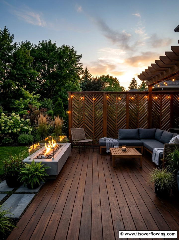 Chevron wood trellis fence - 25 backyard ideas with trellis fence